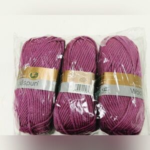 NEW Woolspun Lion Brand Yarn Orchid 3 skeins NWT